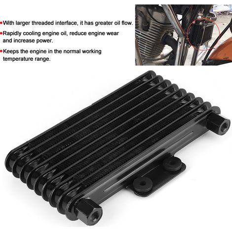 Radiateur de refroidissement d'huile moteur 8 rangs noir universel pour moto 125‑250CC, dirt bike et quad