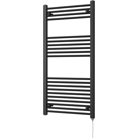 Zennor - Black Electric Towel Rail H1200mm x W600mm Straight 500w Standard (1/3)