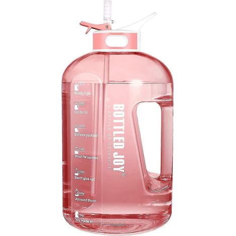 Sport-Trinkflasche mit Strohhalm, 2,5 l, mit Zeitmarkierung zur Messung der täglichen Wasseraufnahme, BPA-frei, für Sport, Fitnessstudio und Reisen, transparentes Pulver (1/5)