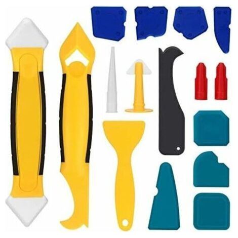 Outil de lissage et de retrait de mastic (16 pouces) avec finition silicone/grattoir/embout à calfeutrer/dissolvant de mastic/embout à mastic, kit de retrait de mastic, outils pour fenêtres d (1/5)