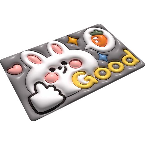 Tapis de bain 3D anti-dérapant, absorption d'eau renforcée, en boue de diatomées, motif lapin blanc pour salle de bain (1/5)