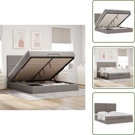 VidaXL Cadre de lit ottoman avec matelas taupe 180x200 cm tissu