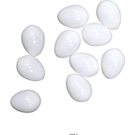 Oeufs blancs artificiels en Plastique x10 soufflé H 65 mm D 45 mm