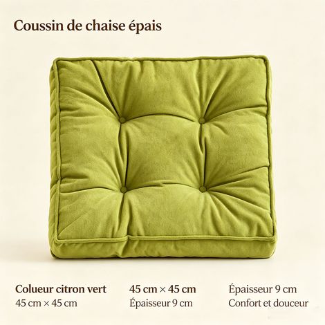 Coussin d'assise pour chaise de bureau 45x45 cm, tissu gratté épaissi, chaise de salle à manger, tatami, étudiant - Vert olive (1/5)