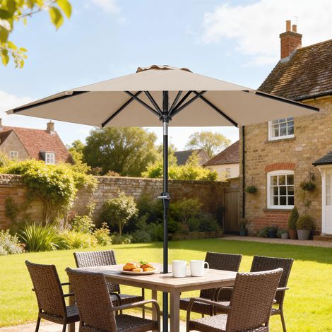Parasol de Jardin Ø230x216 cm Parasol Basculant avec Ouverture Manuelle Imperméable pour Patio Piscine Kaki (1/5)