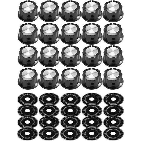 20 jeux de boutons de commande de potentiomètre A03 et de plaques graduées 0-100, boutons et plaques graduées en bakélite, ensemble de potentiomètres numériques (1/5)