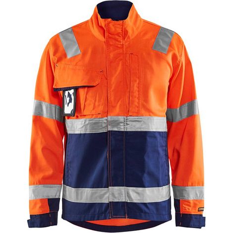 Giacca da lavoro alta visibilità 4064 - Arancione fluorescente/Marine S (1/4)