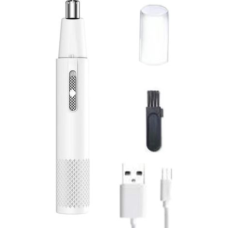 Tondeuse à poils de nez et d'oreilles, rechargeable, facile à nettoyer, tondeuse à poils de nez pour hommes, rasoir électrique rechargeable pour hommes (blanc) (1/4)
