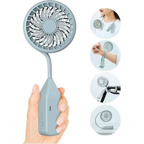 Ventilador de cuello portátil, ventilador USB portátil de bajo ruido, mini ventilador de bolsillo multifuncional (1/5)
