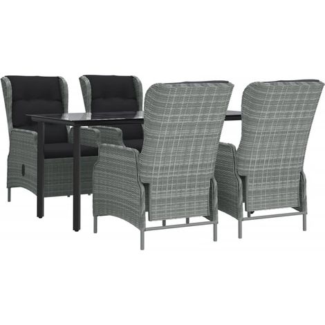 vidaXL Set da Pranzo da Giardino 5 pz Grigio Chiaro in Polyrattan (1/4)