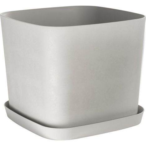 Vaso da fiori quadrato - GARDEN ID - Swing Quadrato - 36 L - 40 x 40 h 32 cm - Pietra Bianca
