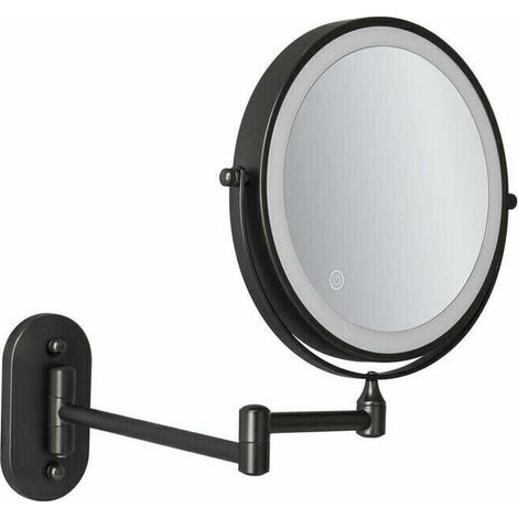 Miroir mural LED 8'' rechargeable par USB grossissant avec 1X/5X, noir (1/5)