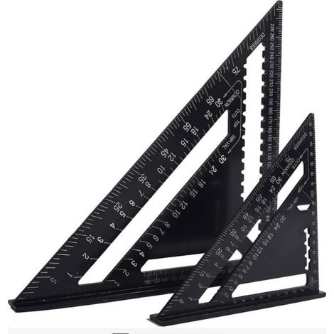 Equerre Menuisier Multifonctions 17cm et 30cm, Triangle Métal Aluminium Règle Équerre Trusquin Guide Raporteur Angle 45 90 Degres/Outillage Charpentier/Outil Traçage Guidage Menuiserie Bois (1/5)