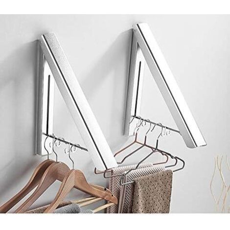 2pcs Cintre Pliant fixé au Mur, vêtements d'extérieur d'intérieur en Aluminium, pour Chambre à Coucher, Salle de Bain, Balcon (1/5)