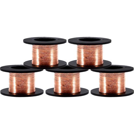 5 Rouleaux 15M Fil Émaillé, 0.1mm 15M Fil de Cuivre Émaillé Aimant Enroulement Fil Téléphone Ordinateur Portable Carte Mère Câble de Réparation, pour La Réparation, La Connexion Ou La Soudure (1/5)