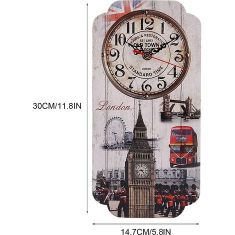 Horloge murale rectangulaire rétro européenne pour salon ou bar (1/5)