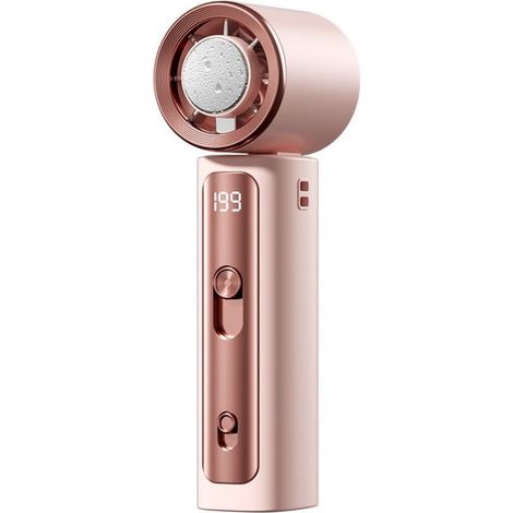 Mini ventilateur portable Ice Cooling — Refroidissement par semi-conducteurs, rechargeable par USB, idéal pour le bureau, les activités de plein air et le sport, 199 vitesses, affichage LED rose (1/5)
