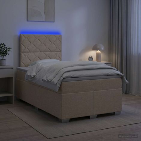 vidaXL Lit boxspring avec matelas Crème 120 x 200 cm Tissu (1/5)