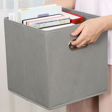 Lot de 2 Boîte de Rangement, Sans Couvercle Caisses de rangement, pour Serviettes, Livres, Jouets, Vêtements et Ainsi de Suite (gray) (1/5)