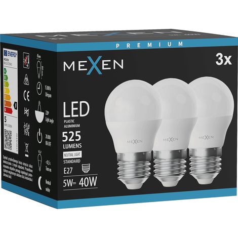 Mexen Nova 3x Ampoule LED E27, G45, 5W, Neutre - 4000K, 525 lm - L101-E27-0540-01x03 (1/3)
