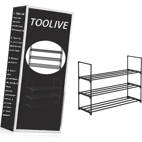 SVKBJROY Étagère à Chaussures 3 Niveaux Range-chaussures pour  Meuble de Rangement Polyvalent 35.6"12"25.8" Armoire Chaussures Noir (1/5)