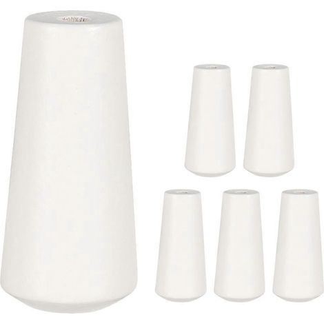 Lot de 6 tirettes en bois pour cordon de store, avec pompons et embouts.-White (1/3)