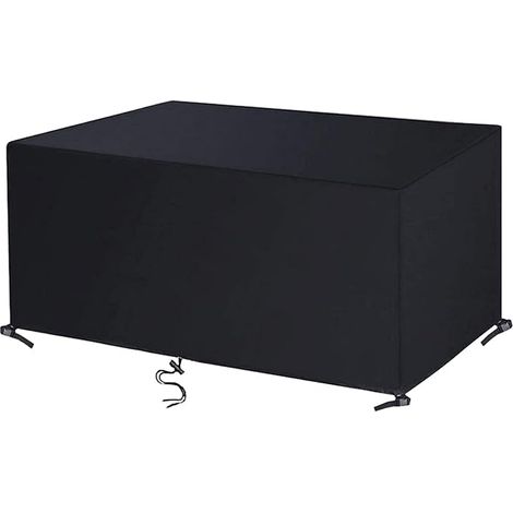 Housse Salon de Jardin 210x110x70cm Noir Oxford Housse Table de Jardin Rectangulaire Protection Bache Table de Jardin Mobilier Extérieur Imperméable Coupe-Vent Anti-UV Résistant Au Froid