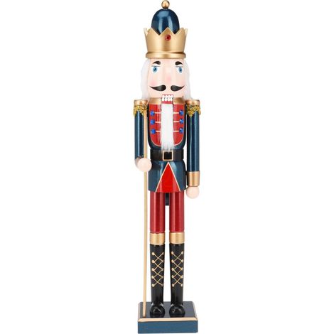Statuetta decorativa "Soldatino schiaccianoci" in legno decorazione natalizia h 55 cm -Spada (1/5)