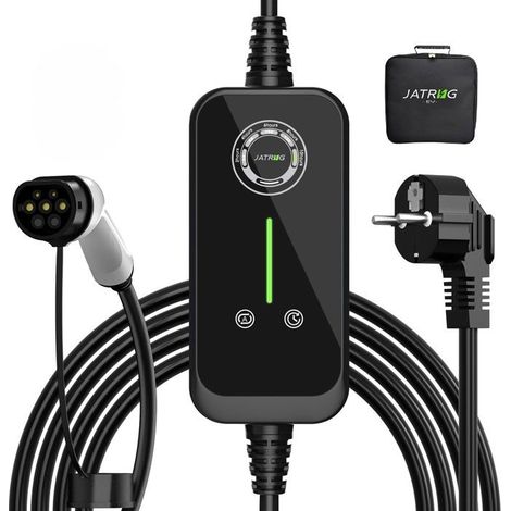 Chargeur de véhicule électrique JATRHG 7 m 3,6 kW - 1,5 kW 16 A 13 A 10 A 8 A, câble de recharge portable pour voiture électrique de type 2, chargeur de courant commutable (1/4)