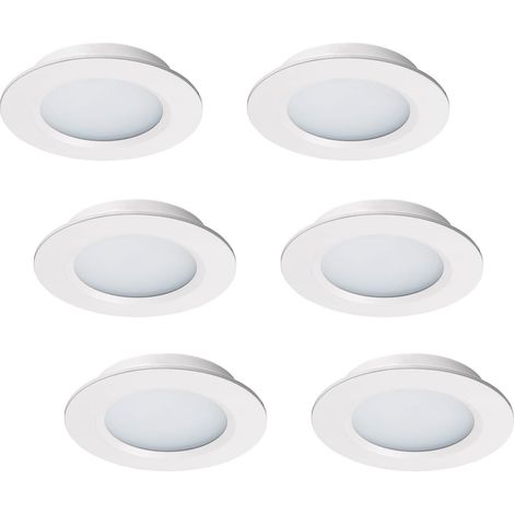 Lot de 6 lumières LED 12 V pour camping-car, remorque, bateau, lumière du jour 6000 K, 300 lumens, 3 W, basse tension, mini lampe encastrée à intensité variable, noire
