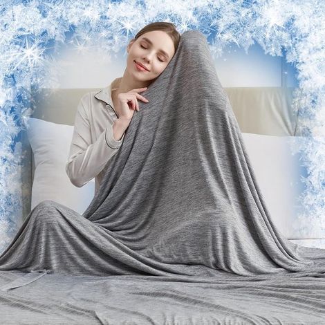 Couverture rafraîchissante - Couverture d'été - Couverture légère - Plaid rafraîchissant pour adultes - 150 x 200 cm - Polyester - Gris (1/5)