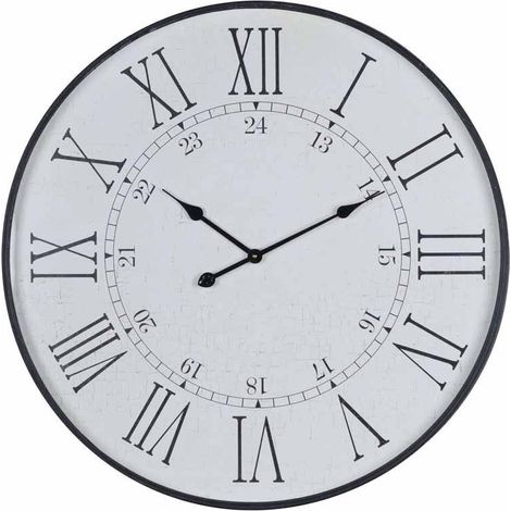 Large Embossed Station Clock - Wood - L8 x W80 x H80 cm - White
