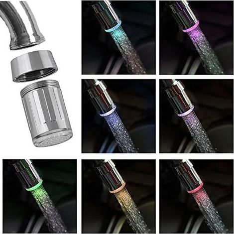 Robinet de cuisine automatique à LED 7 couleurs avec jet d'eau à couleurs changeantes