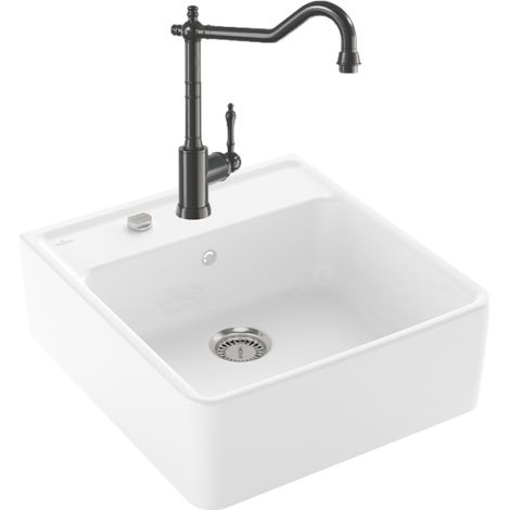 Evier VILLEROY ET BOCH Timbre d'office Tradition 1 bac vidage auto + Robinet de cuisine Avia 2.0 Anthracite (1/5)