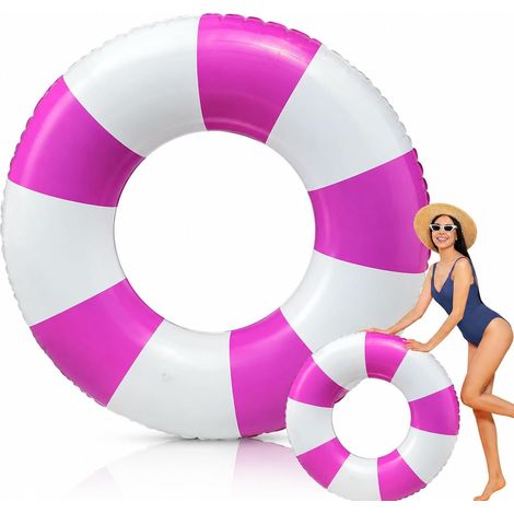 Swimming Ring Inflatable Swimming Ring Adult Inflatable Retro Striped PVC Swimming Ring Swimming Ring for Beach Holiday and Pool Parties (1/5)