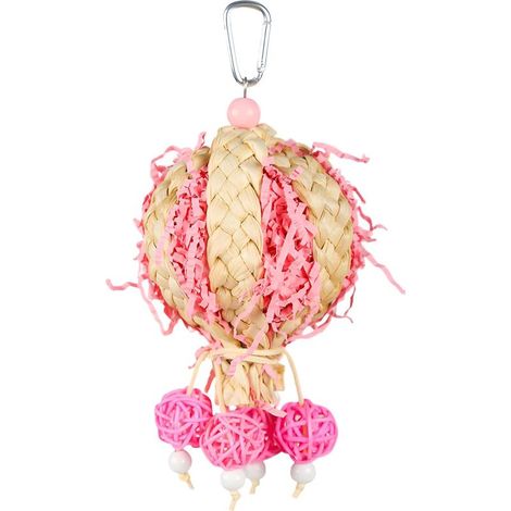 Bird Toys Foraging Shredder Hanging Toys Rope Perch with Bell Parakeet Toy Parrot Swing Climbing Standing Toys Bird Cage Accessories for Conure Cockatiel Budgies Lovebird, Pink, 1 Pack