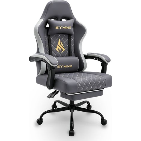 Symino Chaise de Gamer Ergonomique, Chaise Gaming avec Soutien Lombaire Repose-Pieds, Fauteuil de Bureau réglable et pivotant capacité de Charge 151 kg, Cuir PU
