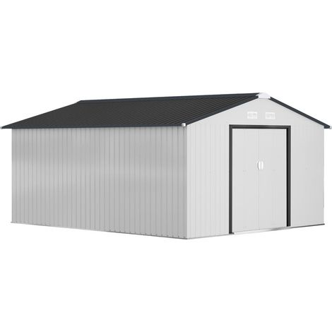 Espace de Stockage Spacieux Abri de Jardin en Acier 3,4x3,8x2 m Cabane Métallique pour Vélos Machines et Outillage Extérieur (1/5)