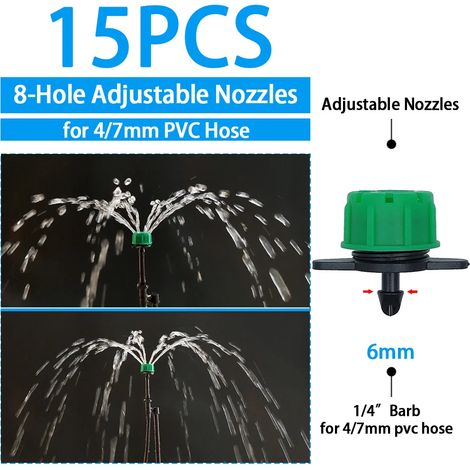 (I-15PCS) Arroseur goutte-à-goutte pour serre et jardin, diffuseur de brume réglable, piquet, buse rotative à micro-pulvérisation (1/5)