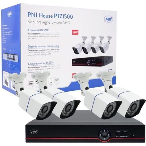Kit de vidéosurveillance - PNI House - PTZ1500 - 4 caméras - 5MP - Vision nocturne 40m (1/4)