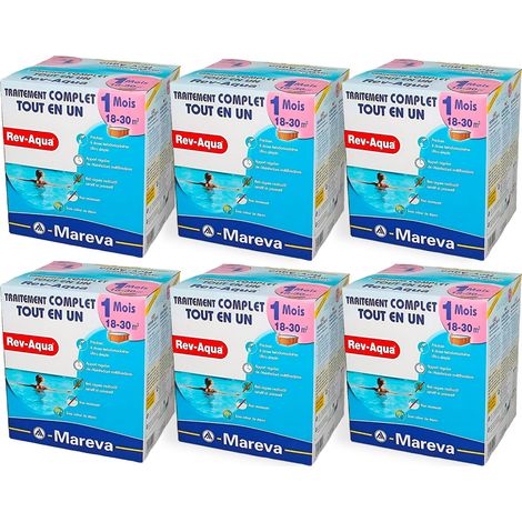 Pack 6 mois traitement Mareva REV-AQUA 4 en 1 piscine 18 à 30m³