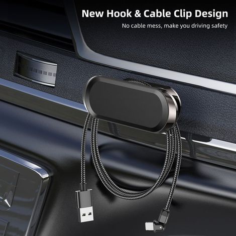 Supporto per telefono da auto in metallo, con base magnetica girevole e supporto GPS per auto, cinturino in lega di zinco (argento) (1/5)