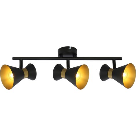 Plafonnier déco métal noir/or Breda 3xE14 40W Reality