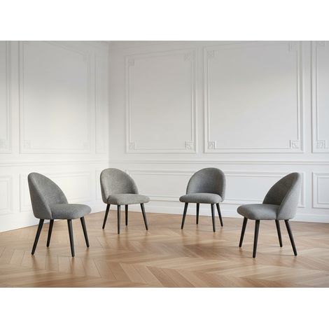 BOBOCHIC - Lot de chaises LALIE tissu chiné et pieds scandinaves noirs   Gris foncé (1/5)