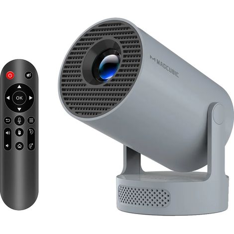 Proyector, compatible con 8K, diseño portátil, ProNewGrey-Voice RC, enchufe europeo. (1/2)