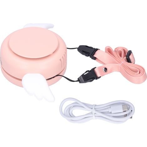 Ventilateur de cou rechargeable USB sans pales, portable et réglable pour intérieur et extérieur - Rose