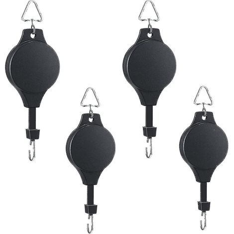 Lot de 4 poulies pour plantes, crochets rétractables et réglables, suspensions pour plantes et paniers à fleurs. (1/4)