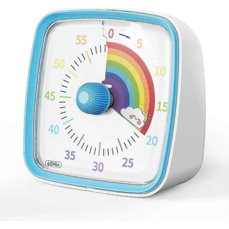 Minuteur visuel de 60 minutes, outil de compte à rebours en forme de tomate arc-en-ciel avec veilleuse, arc-en-ciel bleu. (1/5)