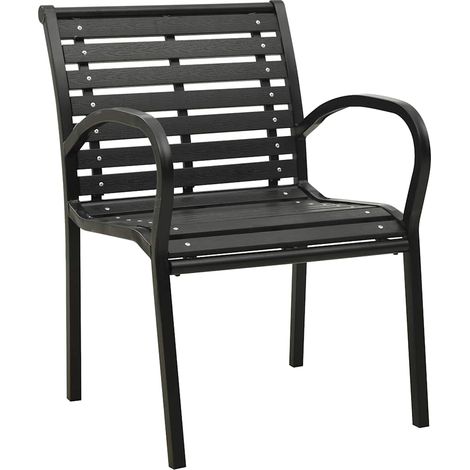 Maison Exclusive - Gartenstühle 2 Stk. Stahl und WPC Schwarz (1/5)