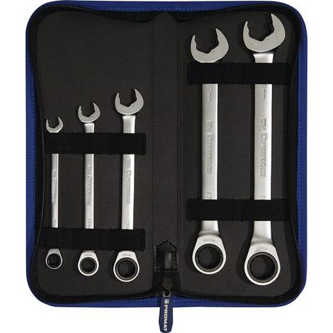 Jeu de clés mixtes à cliquet 5 pcs. ouverture de clés 8-19 mm droit (1/4)